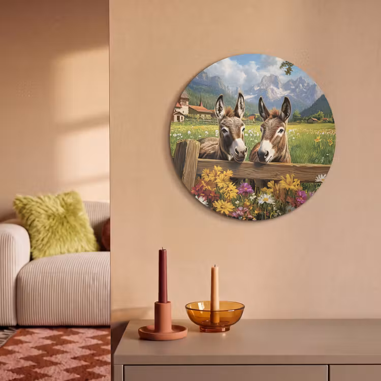 Akoestisch schilderij rond - Ezels - Bloemen - Zomers — 3