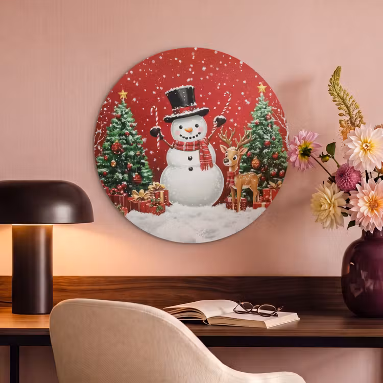 Akoestisch schilderij rond - Feestvreugde - Winterbos - Kleurrijk — 2