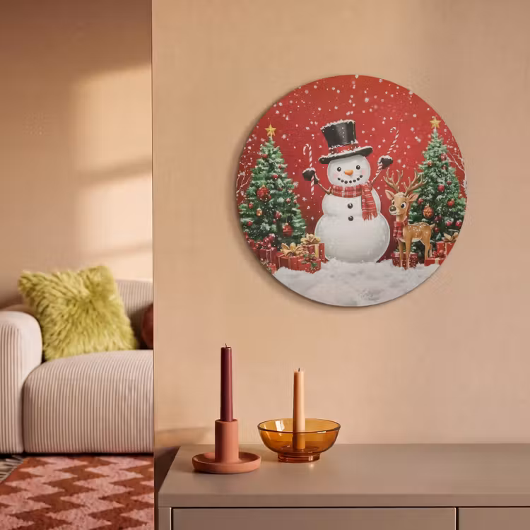 Akoestisch schilderij rond - Feestvreugde - Winterbos - Kleurrijk — 3