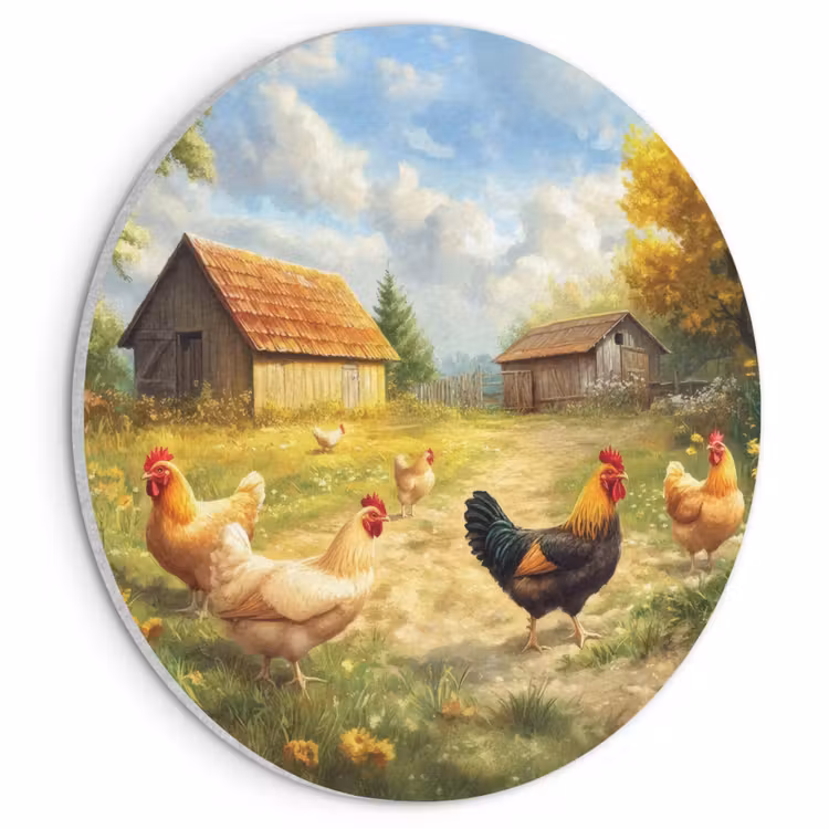 Akoestisch schilderij rond - Kippen - Landelijke rust - Natuur — 1