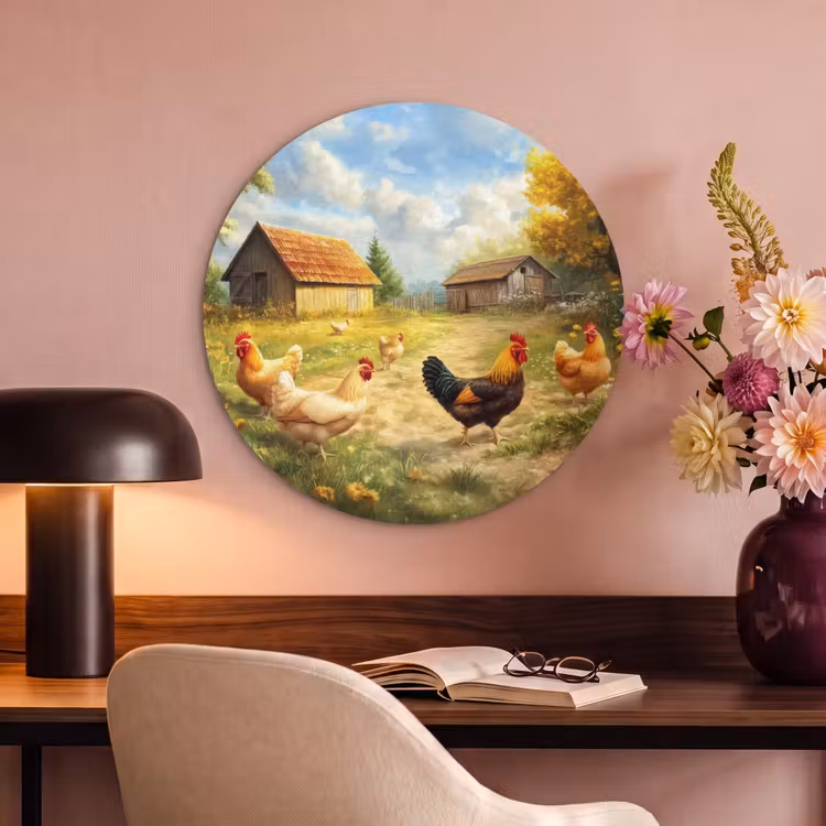 Akoestisch schilderij rond - Kippen - Landelijke rust - Natuur — 2