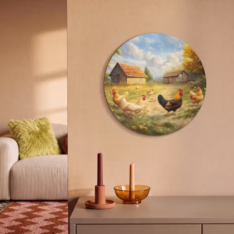 Akoestisch schilderij rond - Kippen - Landelijke rust - Natuur — 3