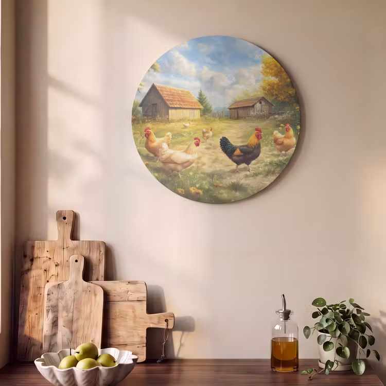 Akoestisch schilderij rond - Kippen - Landelijke rust - Natuur — 4