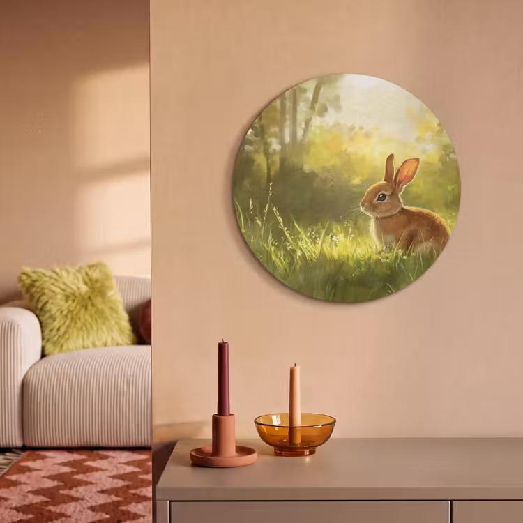 Akoestisch schilderij rond - Konijn - Zonlicht - Bos — 3