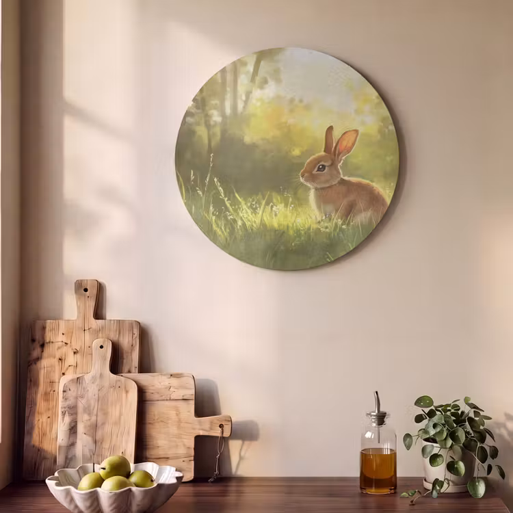 Akoestisch schilderij rond - Konijn - Zonlicht - Bos — 4