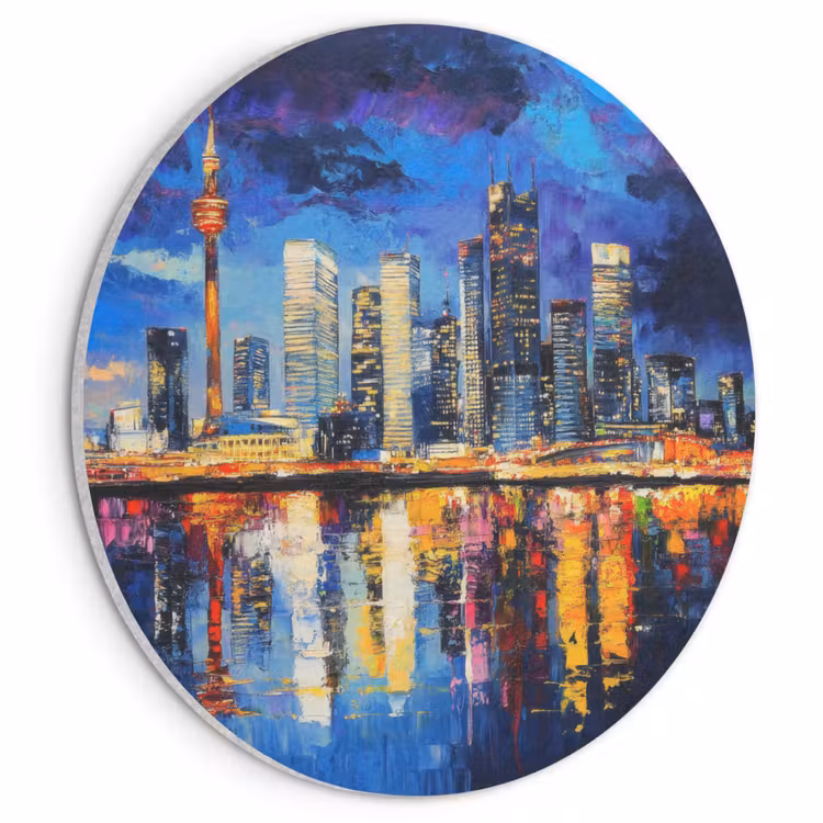 Akoestisch schilderij rond - Skyline Toronto - Modern - Stadslicht - Blauw — 1
