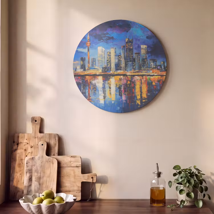 Akoestisch schilderij rond - Skyline Toronto - Modern - Stadslicht - Blauw — 4