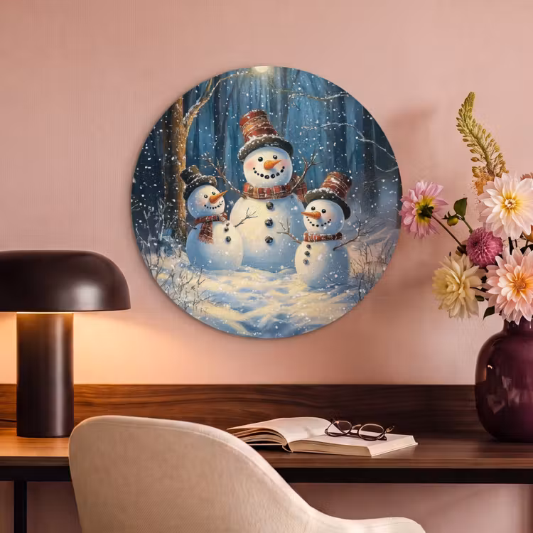 Akoestisch schilderij rond - Sneeuwpop - Sneeuw - Winter - Bos — 2