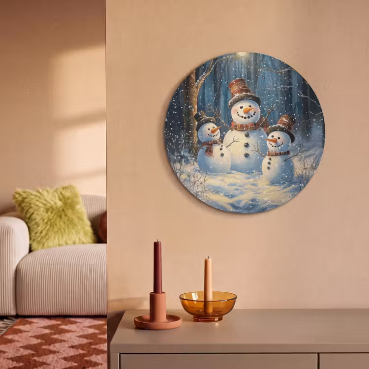 Akoestisch schilderij rond - Sneeuwpop - Sneeuw - Winter - Bos — 3