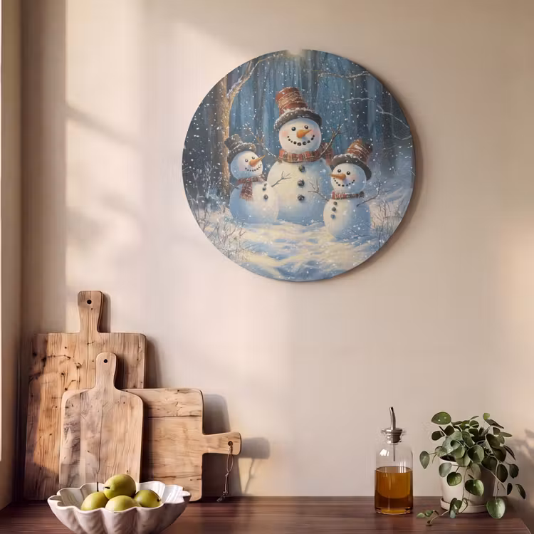 Akoestisch schilderij rond - Sneeuwpop - Sneeuw - Winter - Bos — 4