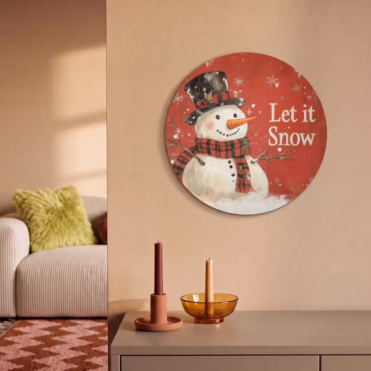 Akoestisch schilderij rond - Sneeuwpret - Winter - Sneeuwpop — 3