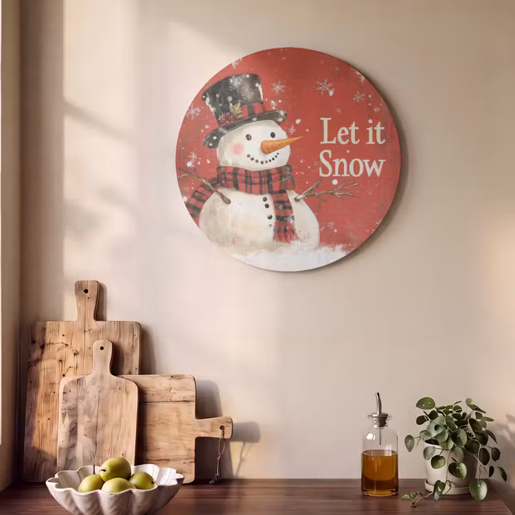 Akoestisch schilderij rond - Sneeuwpret - Winter - Sneeuwpop — 4