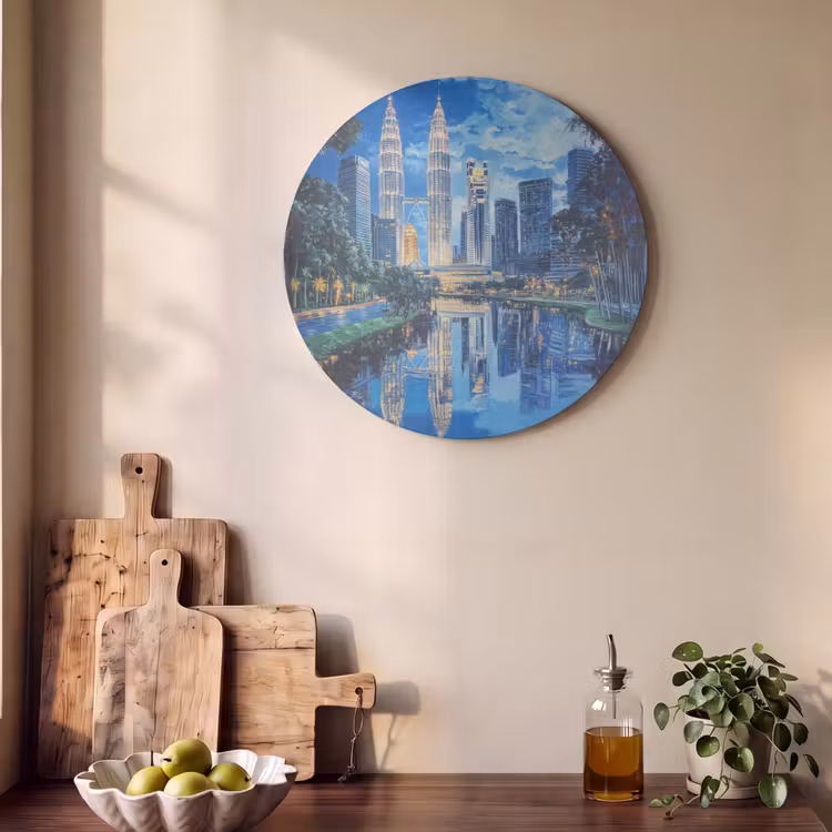 Akoestisch schilderij rond - Stad Kuala Lumpur - Skyline - Wolkenkrabbers - Water — 4