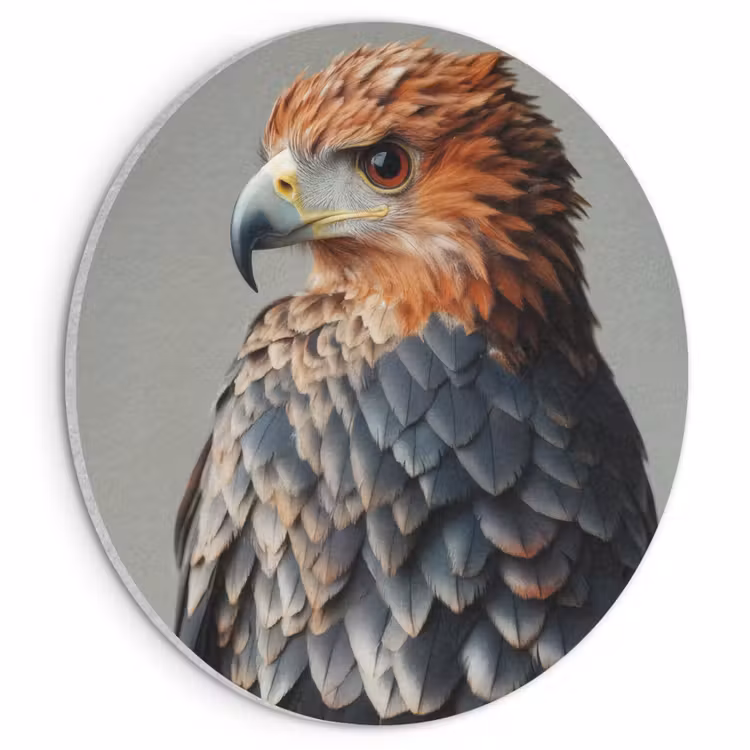 Akoestisch schilderij rond - Vogel - Realistisch - Veren - Bruin — 1
