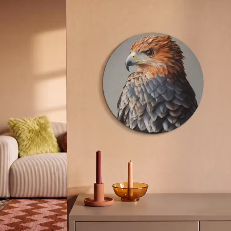 Akoestisch schilderij rond - Vogel - Realistisch - Veren - Bruin — 3