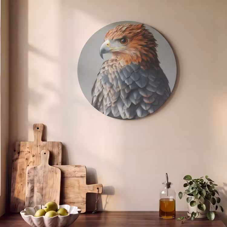 Akoestisch schilderij rond - Vogel - Realistisch - Veren - Bruin — 4