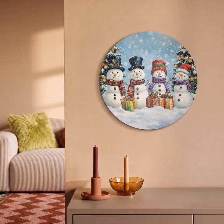 Akoestisch schilderij rond - Vrolijk -  Sneeuw - Kleurrijk — 3