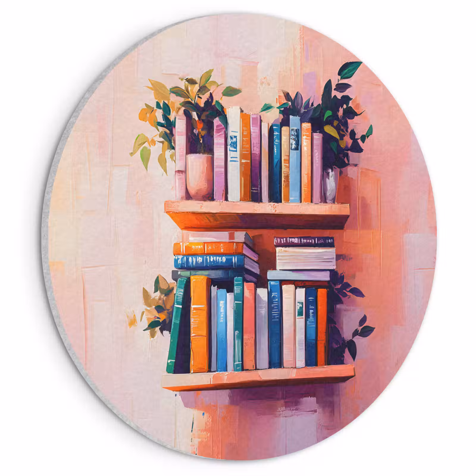 Akoestisch schilderij rond - Planken - Boeken - Bladeren — 1