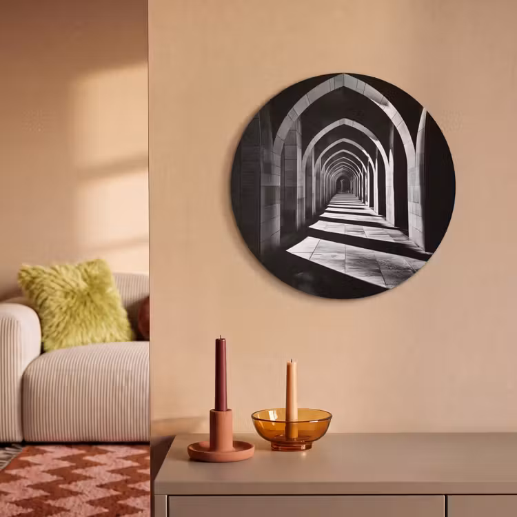 Akoestisch schilderij rond - Gang - Bogen - Schaduw - Diepte — 3