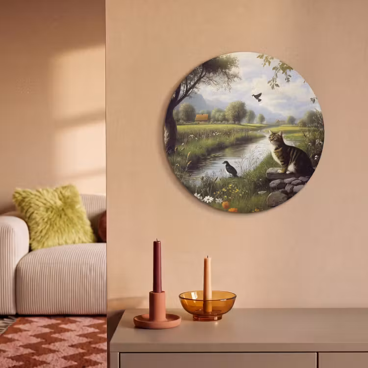 Akoestisch schilderij rond - Kat - Beekje - Weide — 3