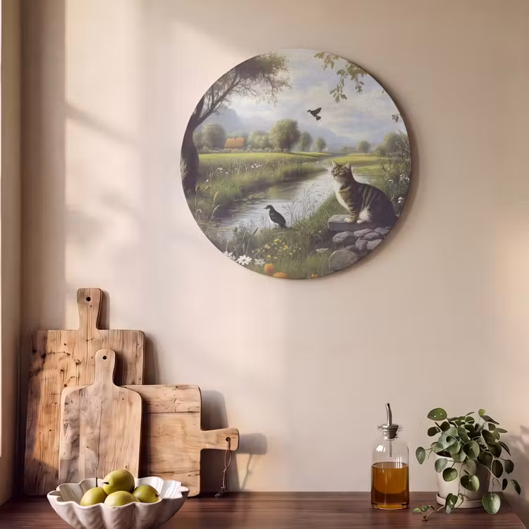 Akoestisch schilderij rond - Kat - Beekje - Weide — 4