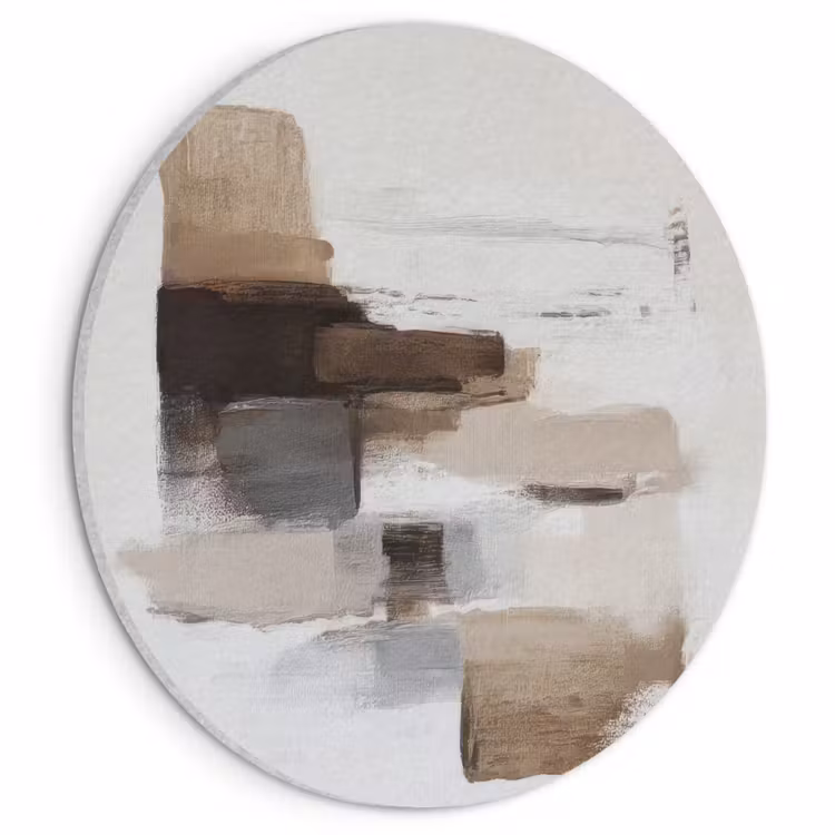 Akoestisch schilderij rond - Penseelstreken - Balans - Beige - Bruin — 1