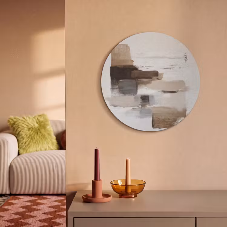 Akoestisch schilderij rond - Penseelstreken - Balans - Beige - Bruin — 3