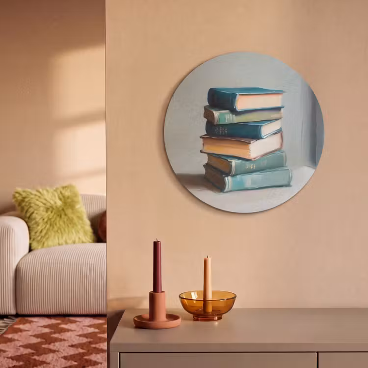 Akoestisch schilderij rond - Stapel - Boeken - Groen - Daglicht — 3