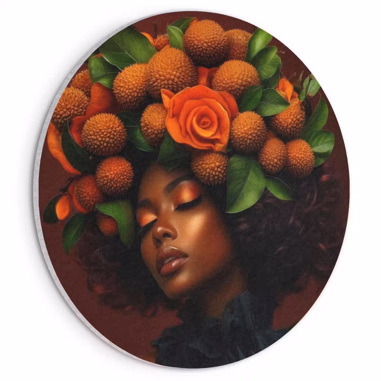 Akoestisch schilderij rond - Vrouw - lychee - exotisch — 1