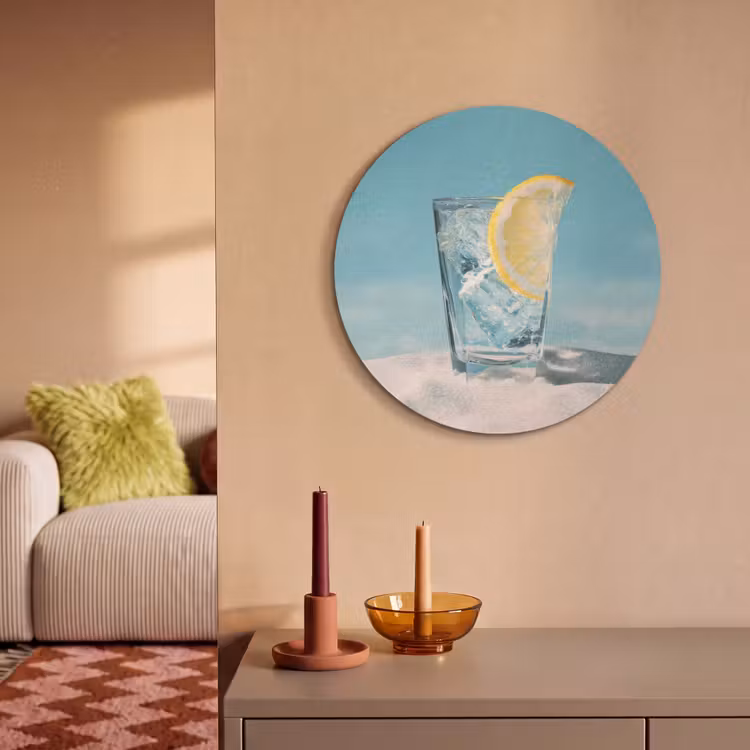 Akoestisch schilderij rond - Glas - ijsblokjes - Citroen — 3