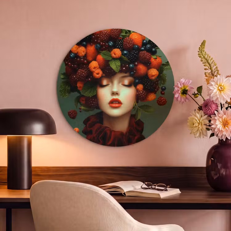 Akoestisch schilderij rond - Vrouw - Aardbeien - Frambozen - Bramen - Bessen — 2
