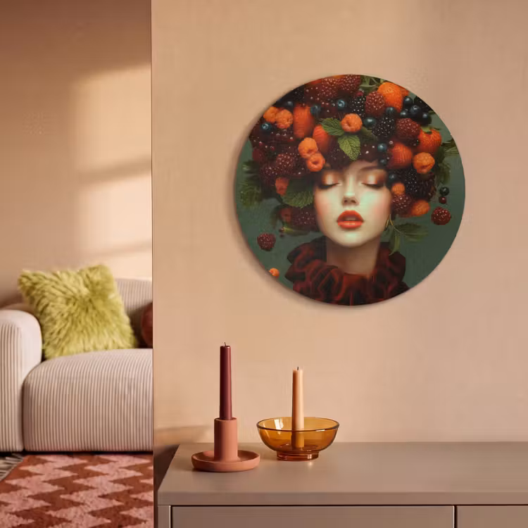 Akoestisch schilderij rond - Vrouw - Aardbeien - Frambozen - Bramen - Bessen — 3
