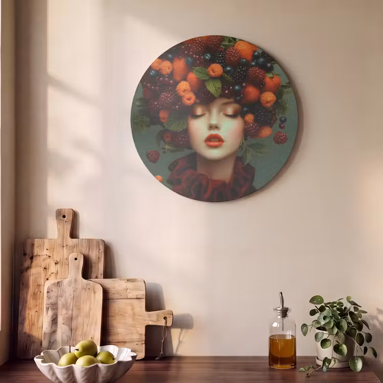 Akoestisch schilderij rond - Vrouw - Aardbeien - Frambozen - Bramen - Bessen — 4
