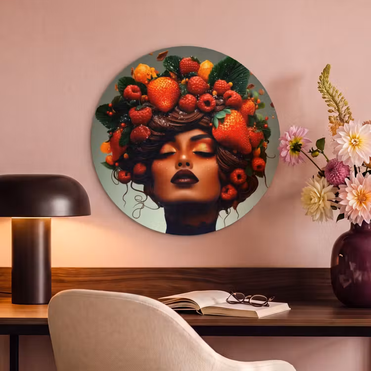 Akoestisch schilderij rond - Vrouw - Chocolade - Frambozen - Aardbeien - Koekjes — 2