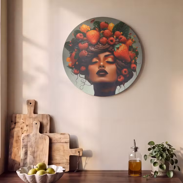 Akoestisch schilderij rond - Vrouw - Chocolade - Frambozen - Aardbeien - Koekjes — 4