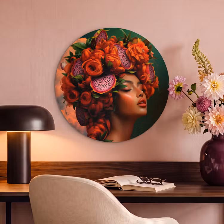 Akoestisch schilderij rond - Vrouw - Drankenfruit - Rozen — 2