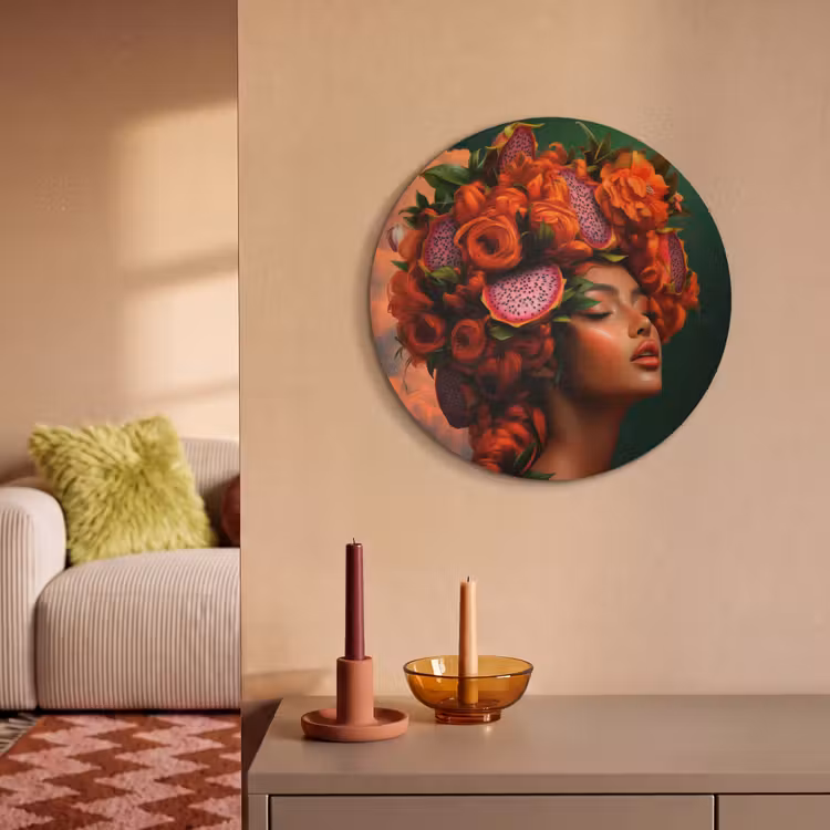 Akoestisch schilderij rond - Vrouw - Drankenfruit - Rozen — 3