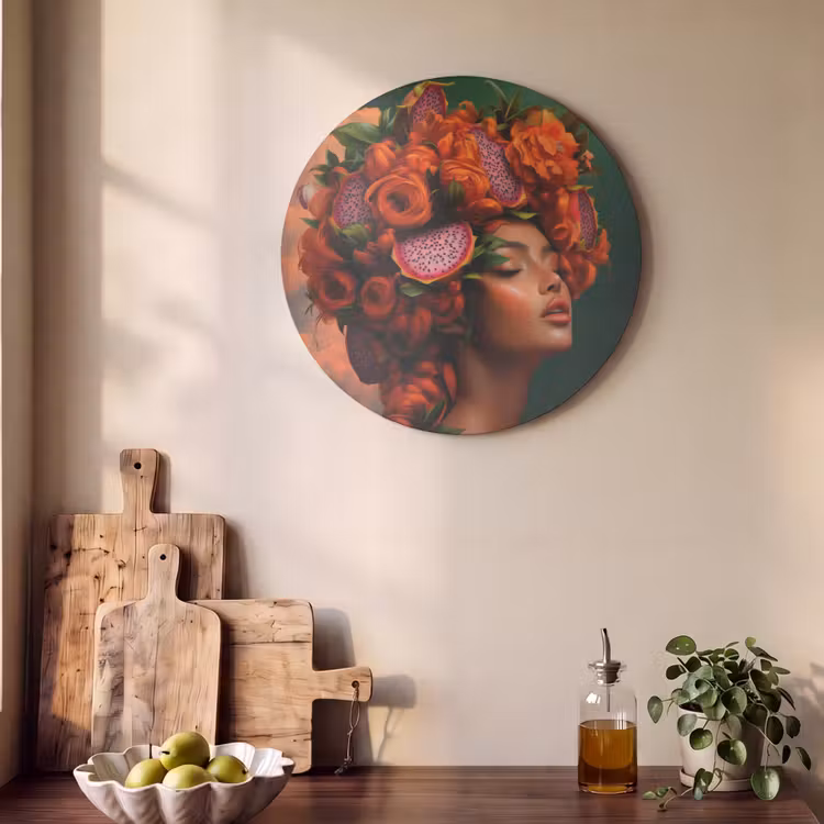 Akoestisch schilderij rond - Vrouw - Drankenfruit - Rozen — 4