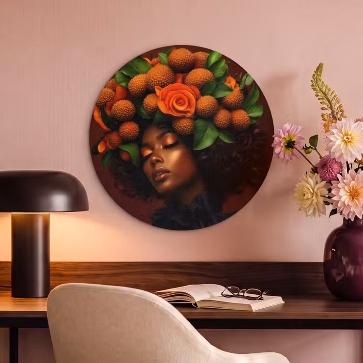 Akoestisch schilderij rond - Vrouw - lychee - exotisch — 2