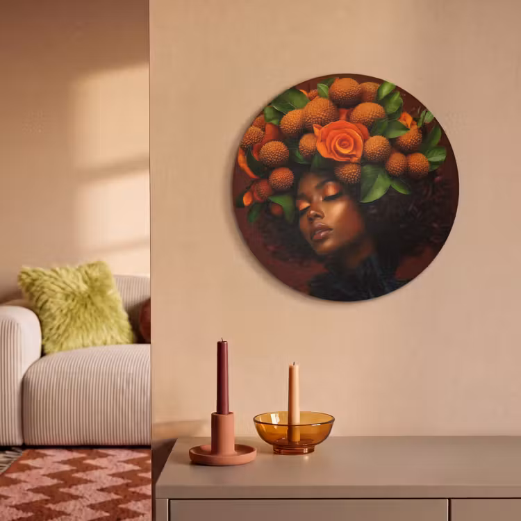Akoestisch schilderij rond - Vrouw - lychee - exotisch — 3