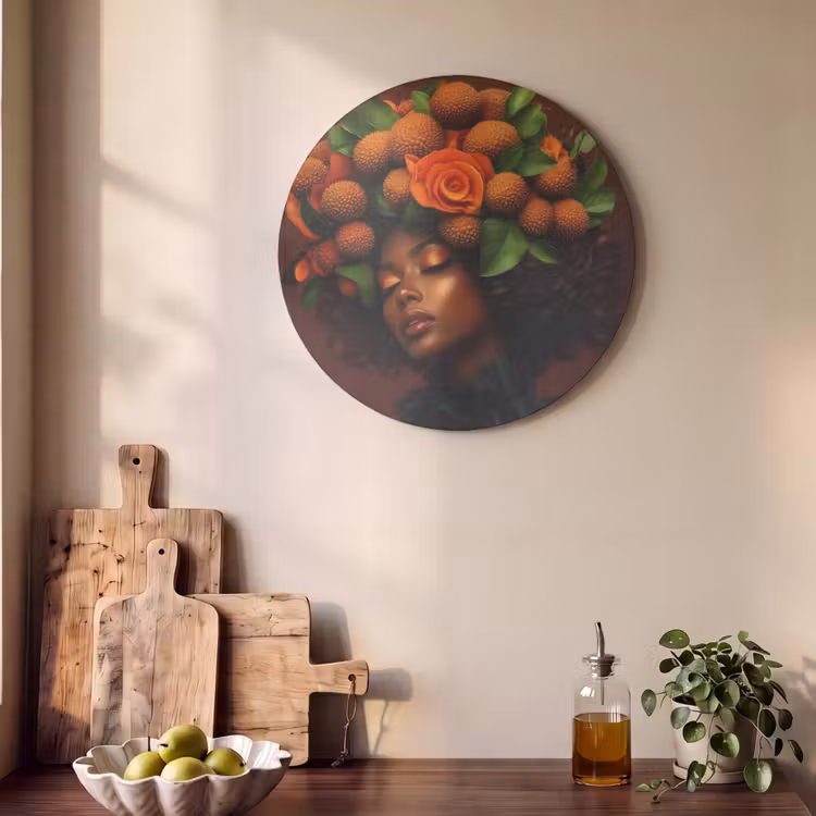 Akoestisch schilderij rond - Vrouw - lychee - exotisch — 4