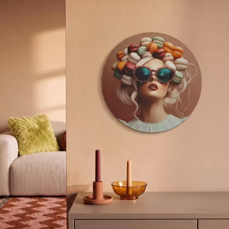 Akoestisch schilderij rond - Vrouw - Macarons - Bril — 3