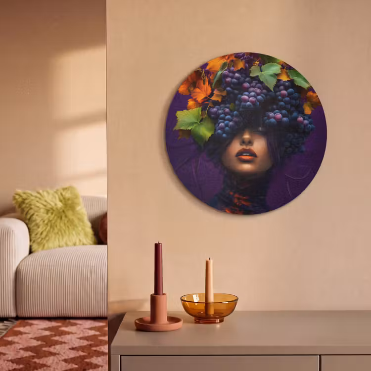 Akoestisch schilderij rond - Vrouw - Paars - Druiven — 3