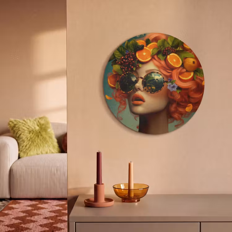 Akoestisch schilderij rond - Vrouw - Sinaasappel - Bessen - Oranje — 3