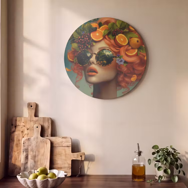 Akoestisch schilderij rond - Vrouw - Sinaasappel - Bessen - Oranje — 4