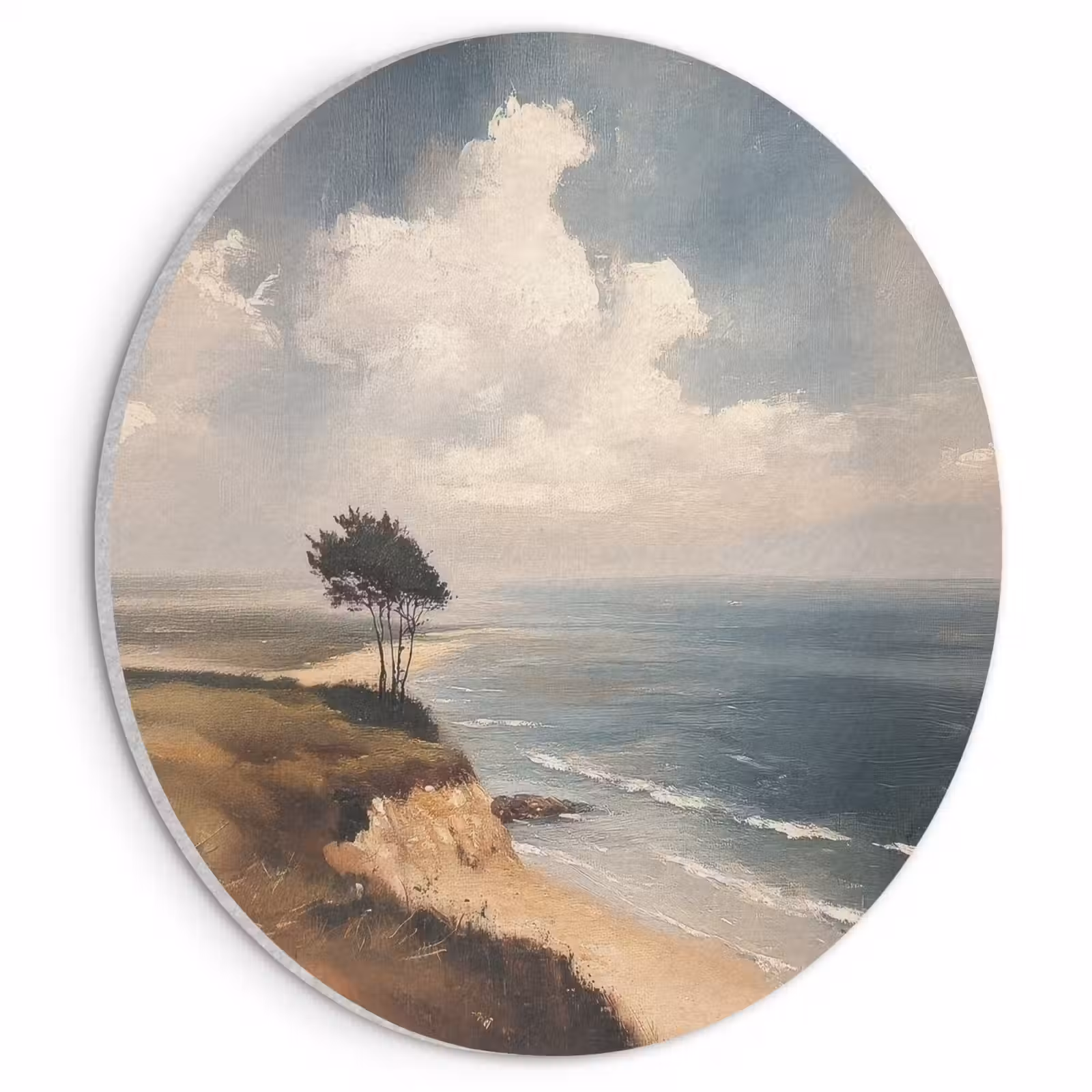 Akoestisch schilderij rond - Klif - Zee - Boom — 1