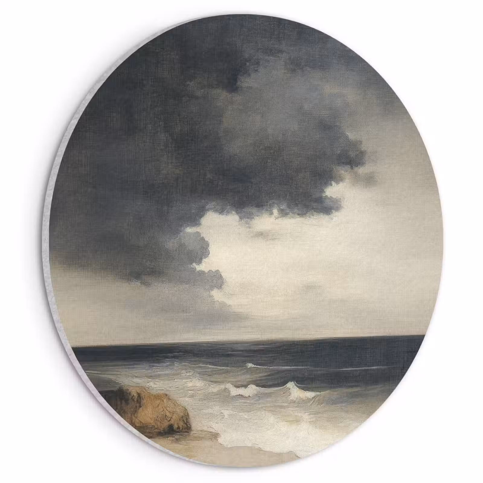 Akoestisch schilderij rond - Kust - Golven - Rots - Storm — 1