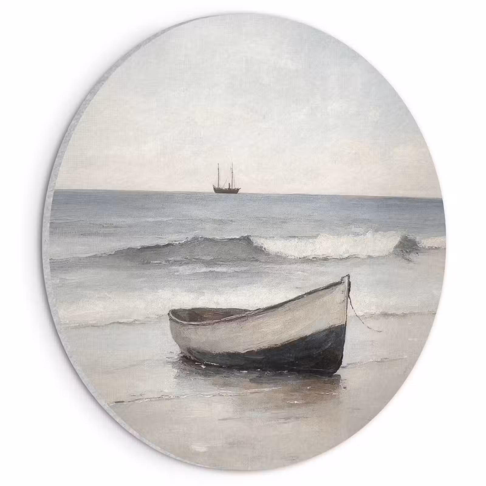 Akoestisch schilderij rond - Roeiboot - Zee - Horizon — 1