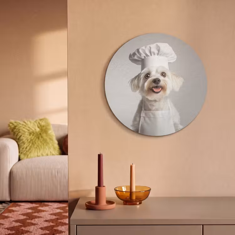 Akoestisch schilderij rond - Hond - Wit - Kok — 3
