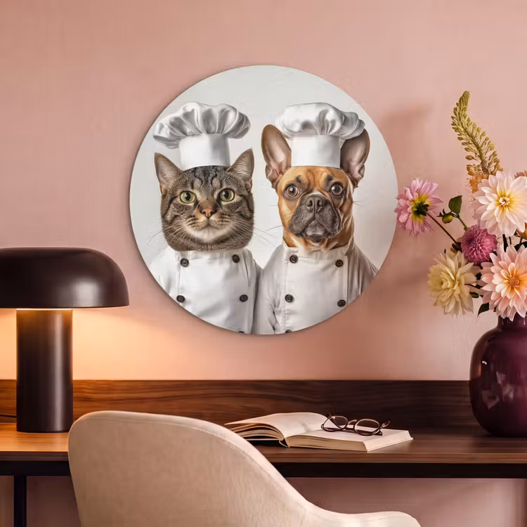 Akoestisch schilderij rond - Kat - Hond - Kokskleding — 2